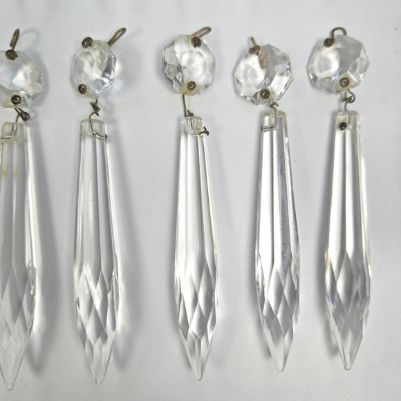 20 Vintage Glass Crystal Spears Prisms Faceted Icicle Pendant Lamp Chandelier - Picture 7 of 7